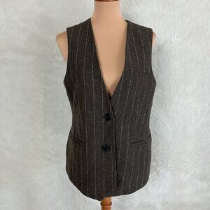 REMAIN Birger Christensen Gray Brown Pinstripe Wool Blend Waistcoat Vest NWOT 8